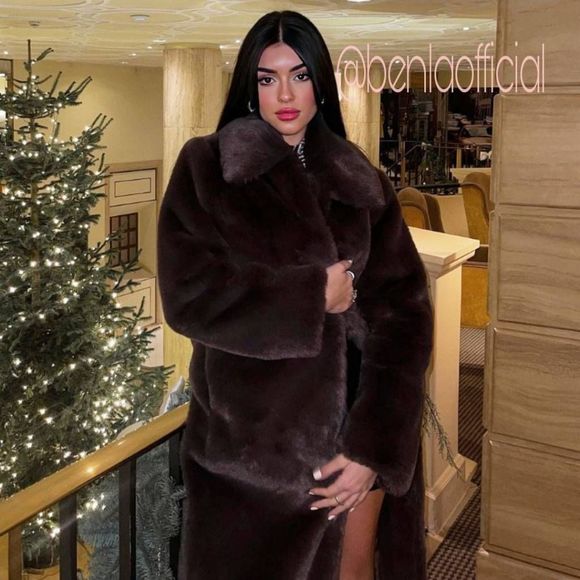 NWT RARE LONG FAUX FUR COAT ZARA CHOCOLATE BROWN - Picture 4 of 12